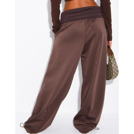 Pantalon de jogging large retroussé à la taille