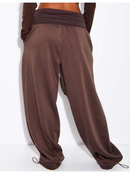 Pantalon de jogging large retroussé à la taille