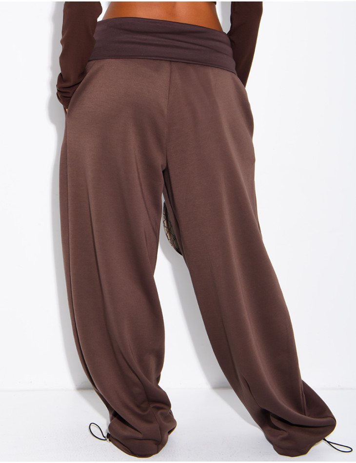 Pantalon de jogging large retroussé à la taille