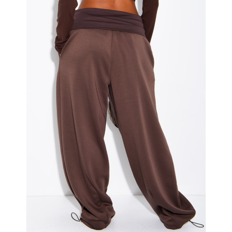 Pantalon de jogging large retroussé à la taille