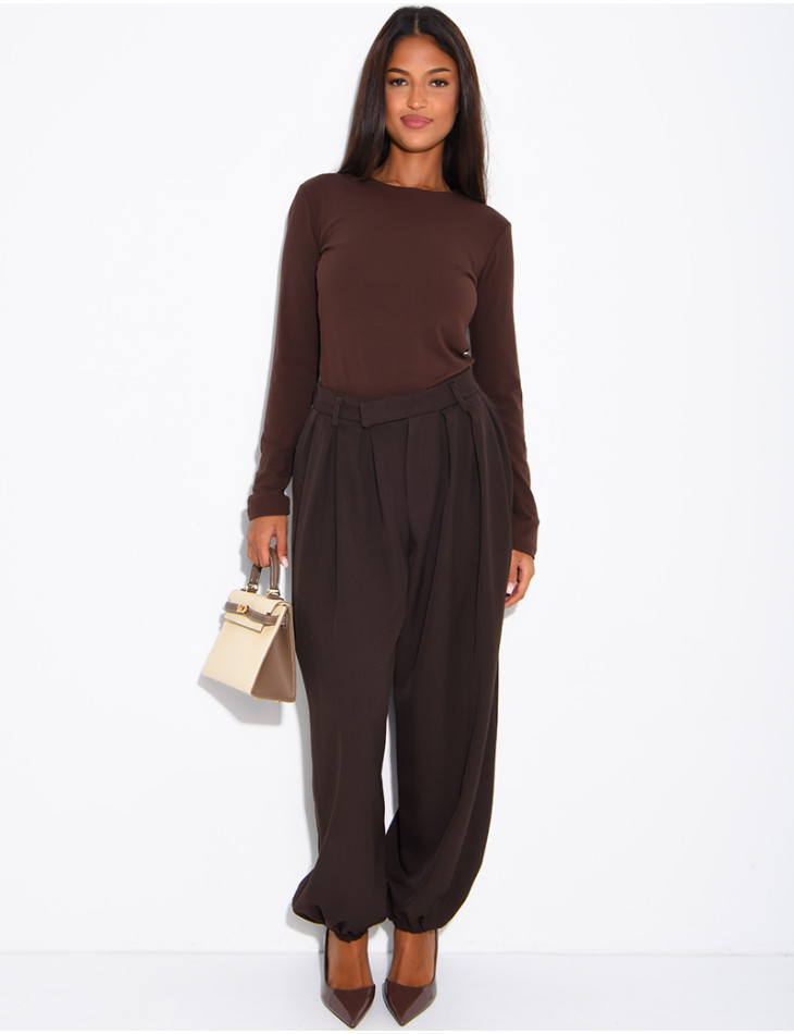 Pantalon de tailleur coupe ballon