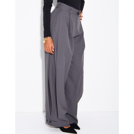 Pantalon de tailleur bouffant à boutons aux chevilles