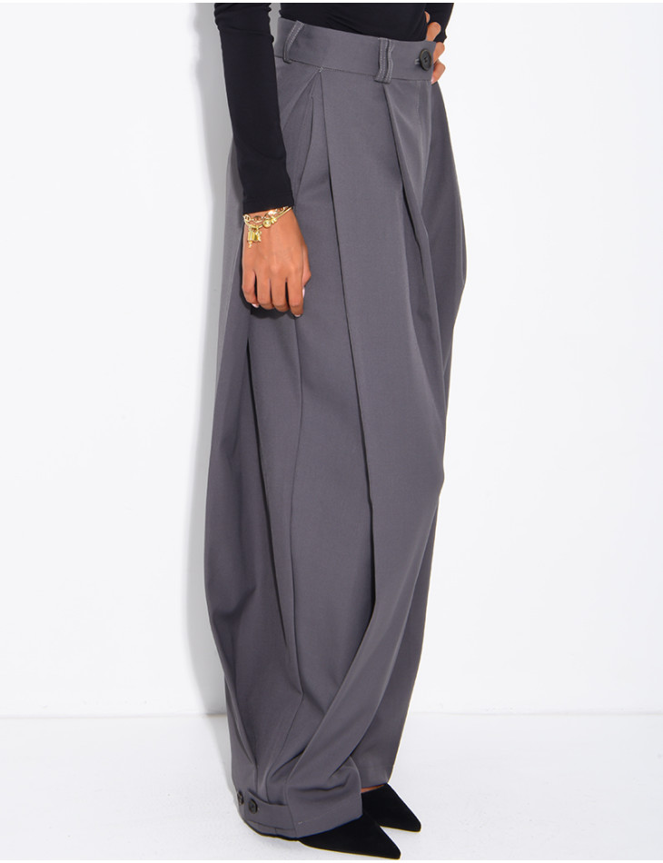 Pantalon de tailleur bouffant à boutons aux chevilles