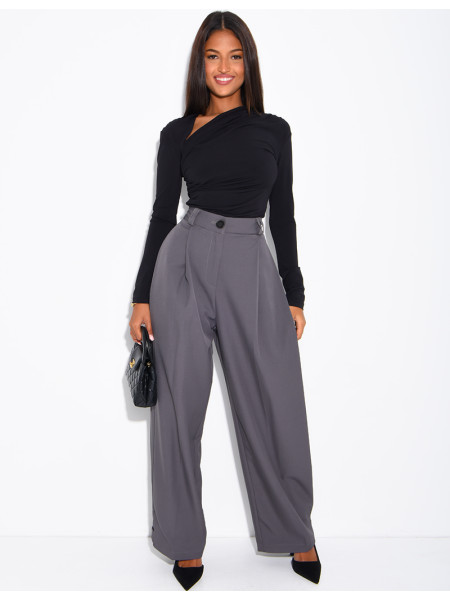 Pantalon de tailleur bouffant à boutons aux chevilles