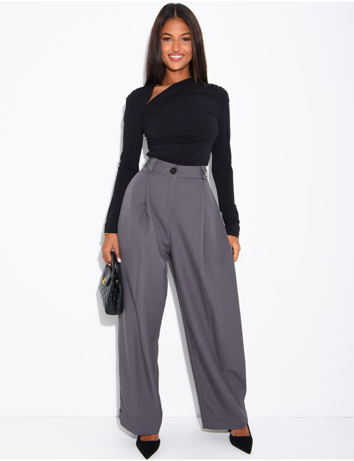 Pantalon de tailleur bouffant à boutons aux chevilles