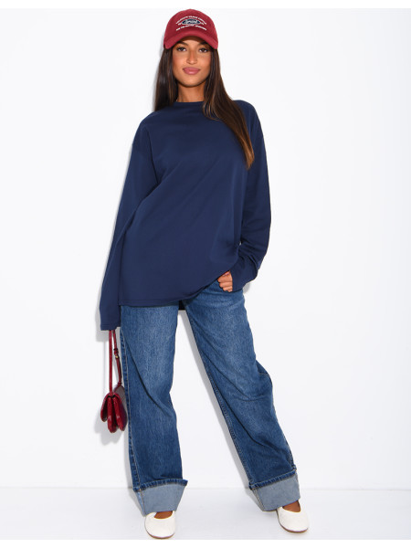 T-shirt manches longues oversize 100% coton