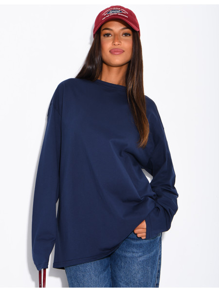T-shirt manches longues oversize 100% coton