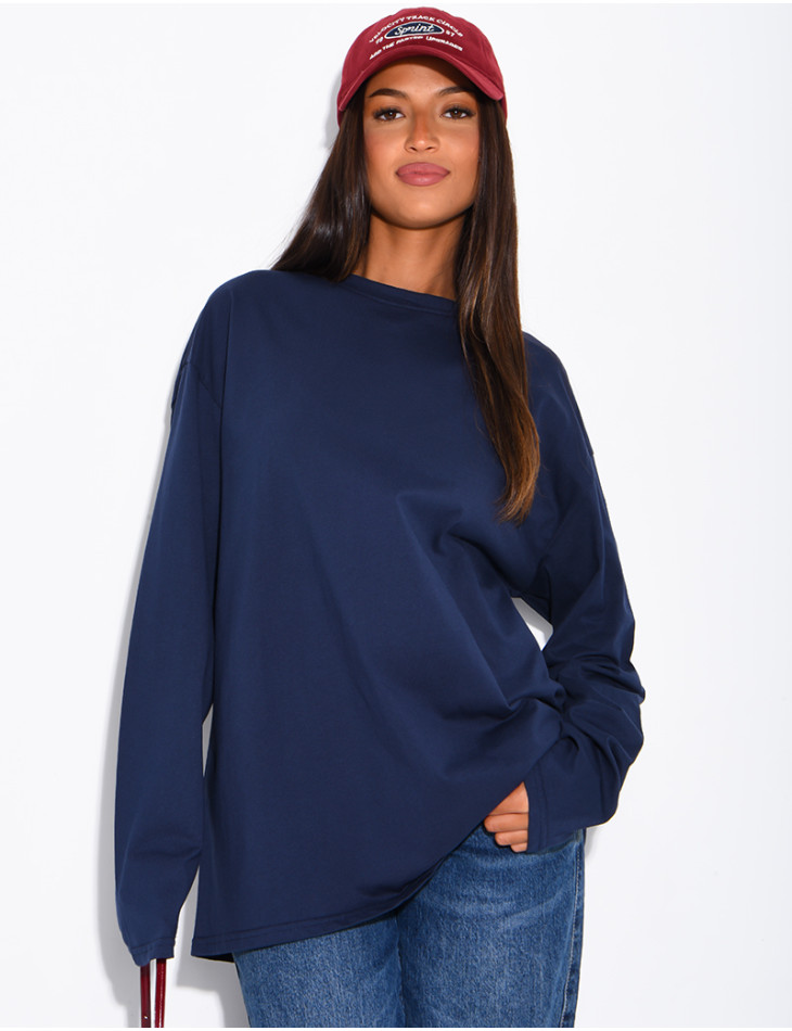T-shirt manches longues oversize 100% coton