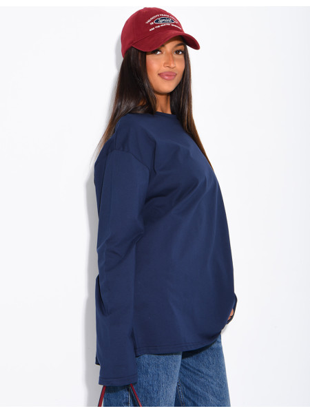 T-shirt manches longues oversize 100% coton
