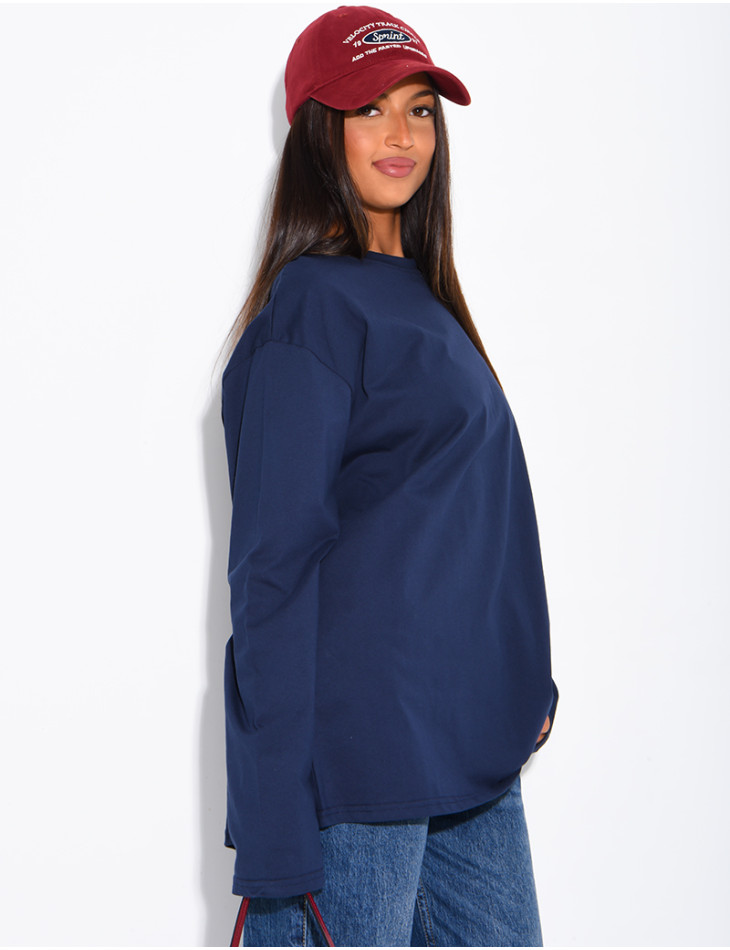 T-shirt manches longues oversize 100% coton