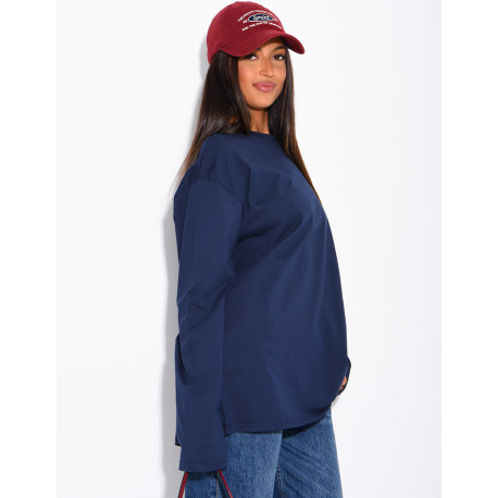 T-shirt manches longues oversize 100% coton