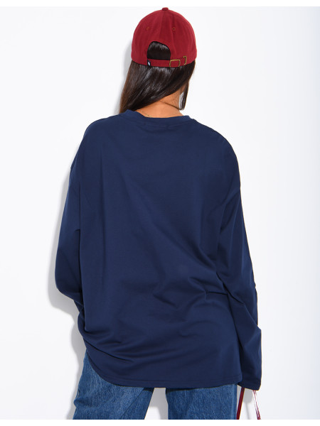 T-shirt manches longues oversize 100% coton