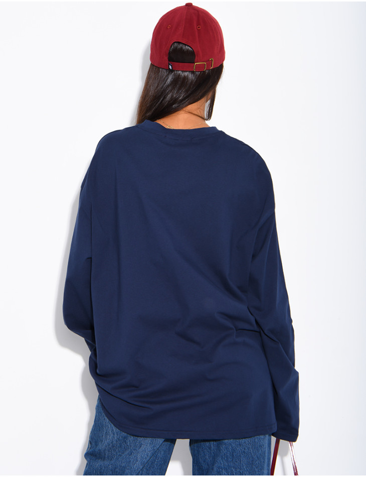 T-shirt manches longues oversize 100% coton