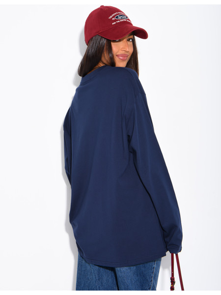 T-shirt manches longues oversize 100% coton