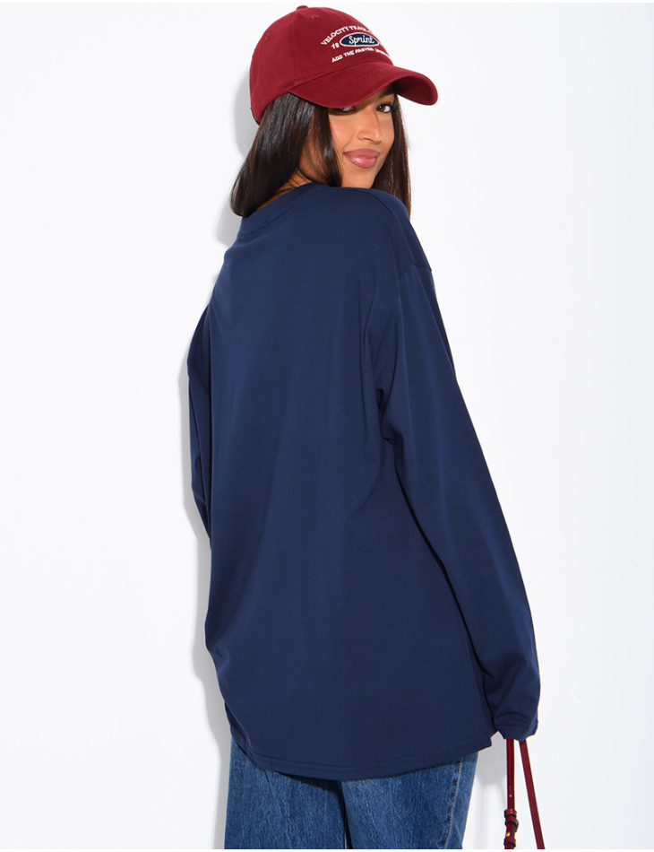 T-shirt manches longues oversize 100% coton