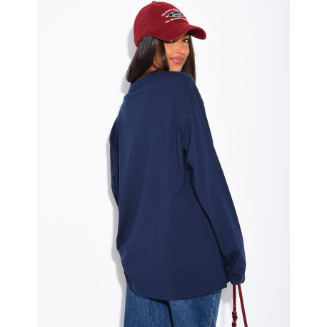T-shirt manches longues oversize 100% coton