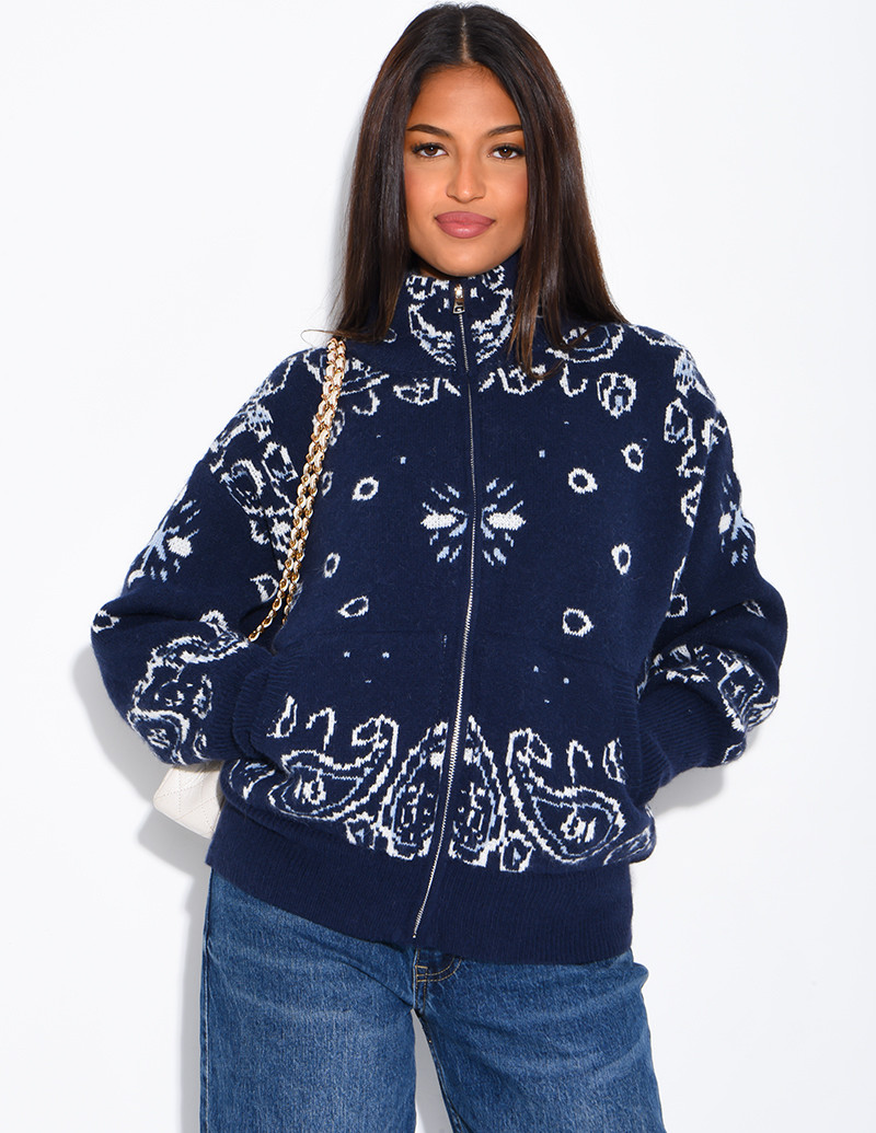 Gilet zippé en maille avec...