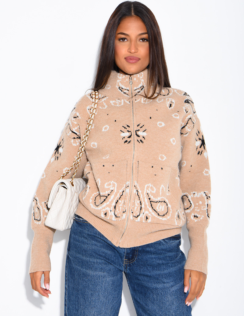 Gilet zippé en maille avec...
