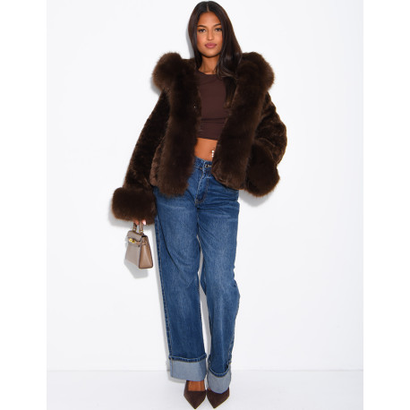 Veste courte en fausse fourrure