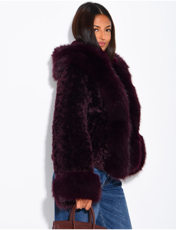 Veste courte en fausse fourrure