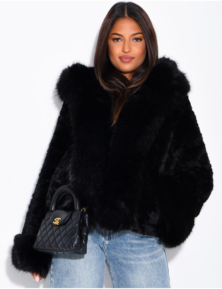 Veste courte en fausse fourrure