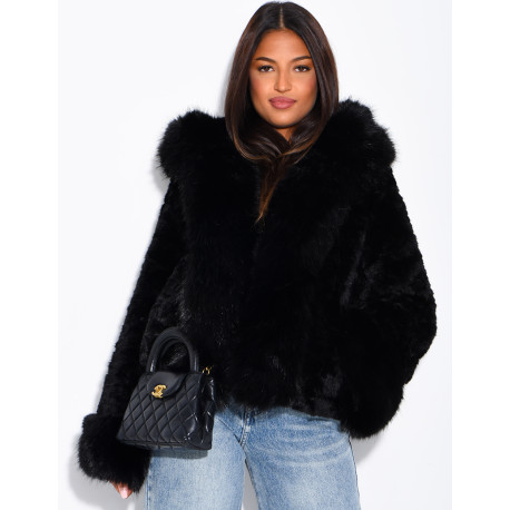 Veste courte en fausse fourrure