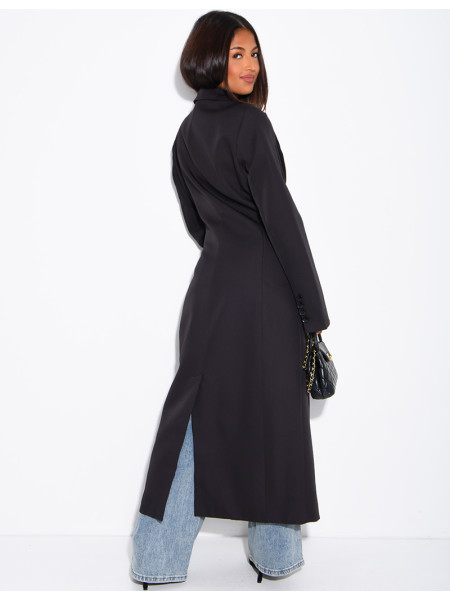 Blazer manteau très long et cintré à boutons