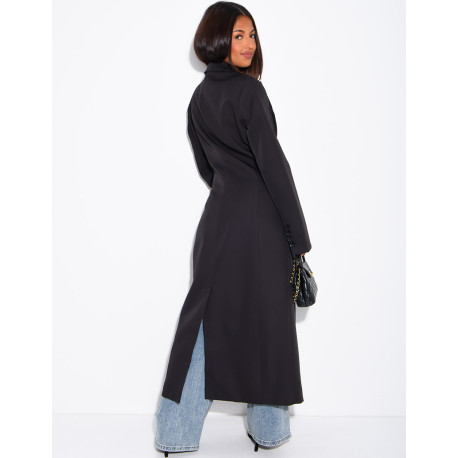 Blazer manteau très long et cintré à boutons