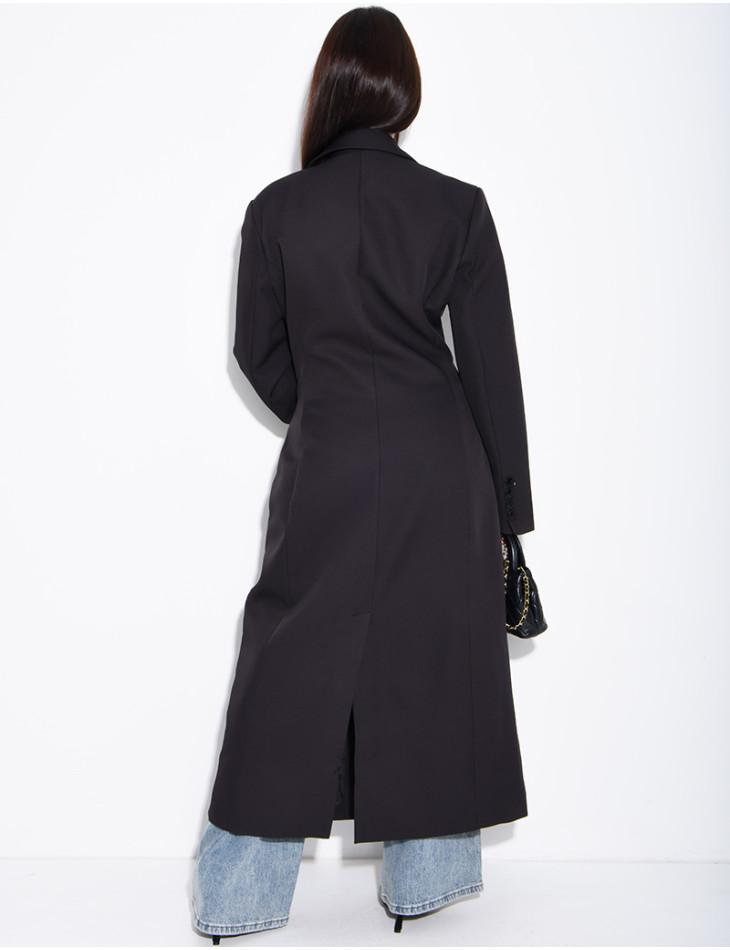 Blazer manteau très long et cintré à boutons