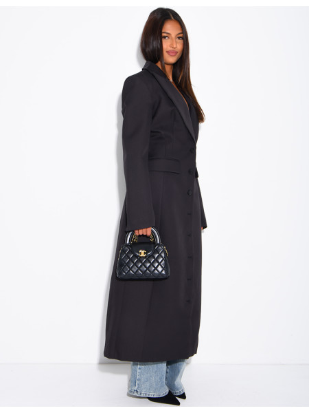 Blazer manteau très long et cintré à boutons