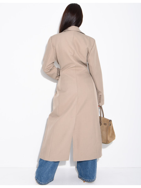 Blazer manteau très long et cintré à boutons