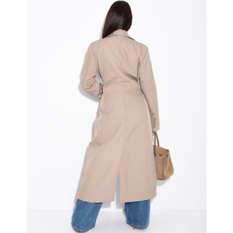 Blazer manteau très long et cintré à boutons