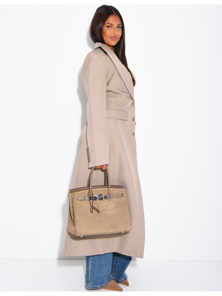 Blazer manteau très long et cintré à boutons