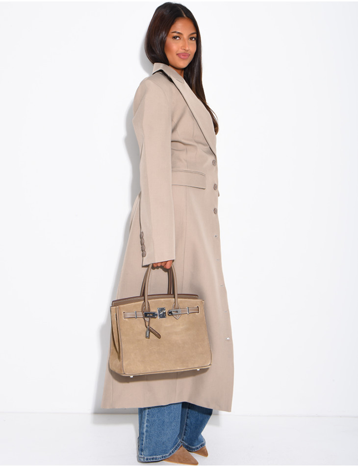 Blazer manteau très long et cintré à boutons