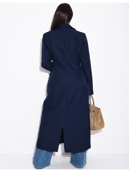 Blazer manteau très long et cintré à boutons