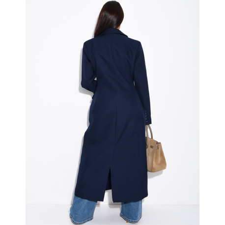 Blazer manteau très long et cintré à boutons