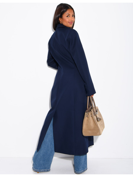 Blazer manteau très long et cintré à boutons