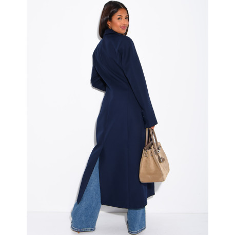 Blazer manteau très long et cintré à boutons