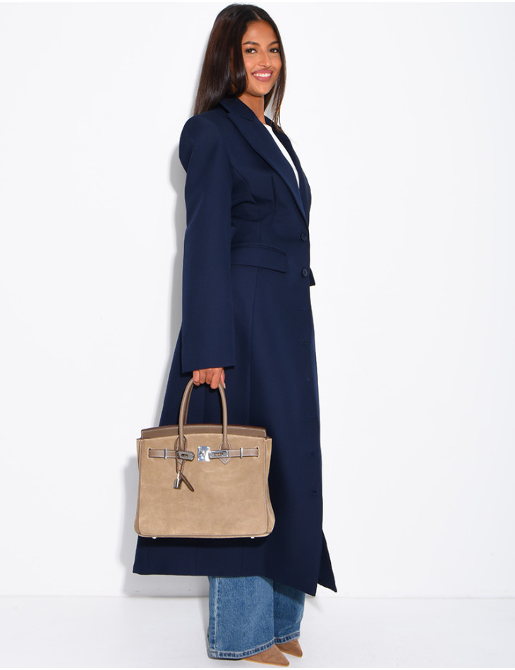 Blazer manteau très long et cintré à boutons