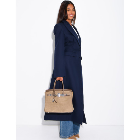 Blazer manteau très long et cintré à boutons