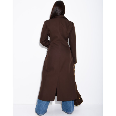 Blazer manteau très long et cintré à boutons