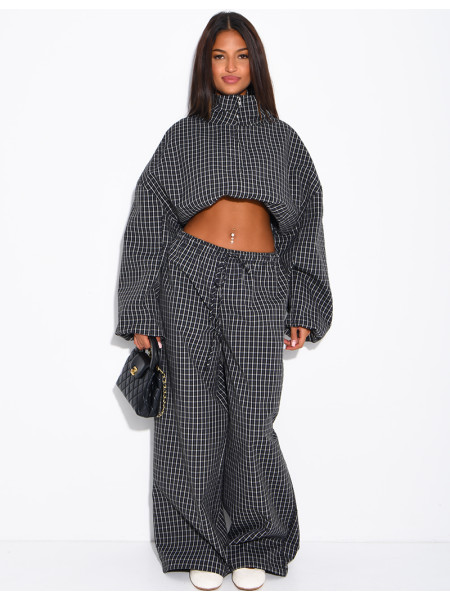 Pantalon large à carreaux
