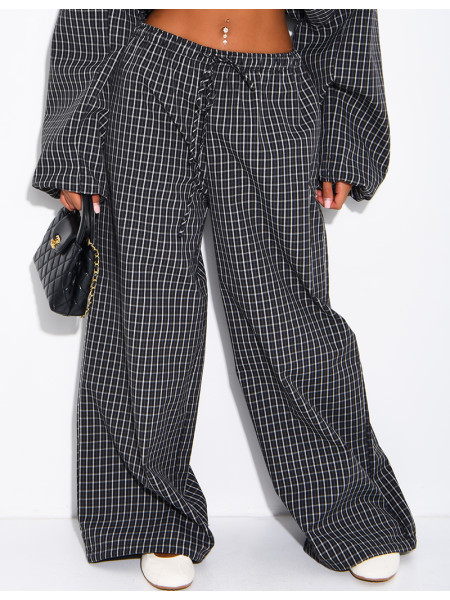 Pantalon large à carreaux
