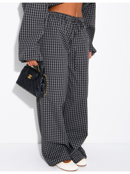 Pantalon large à carreaux
