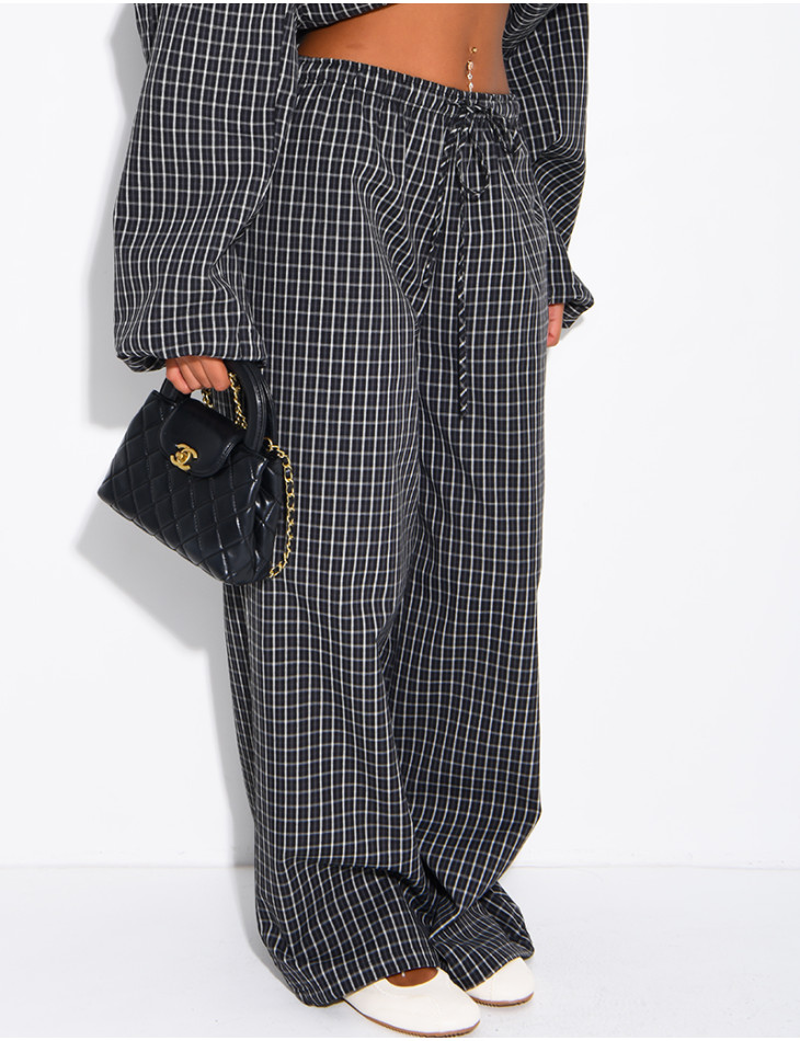Pantalon large à carreaux