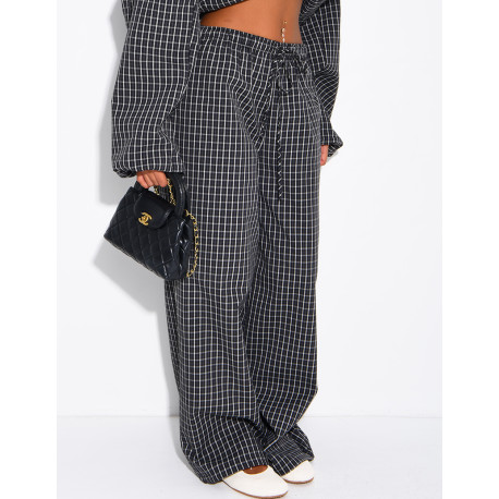 Pantalon large à carreaux