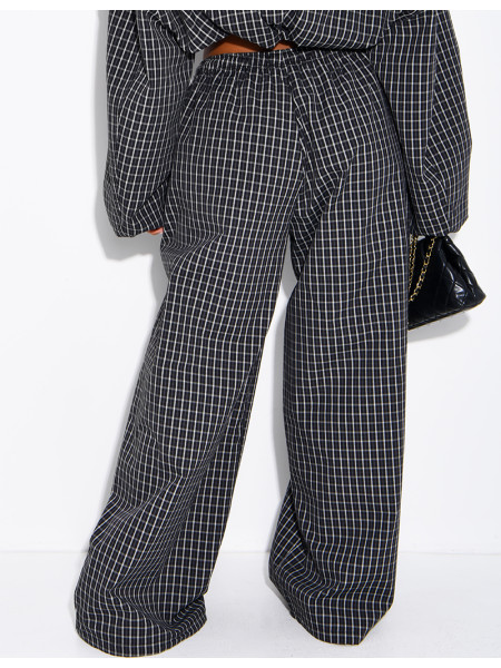 Pantalon large à carreaux