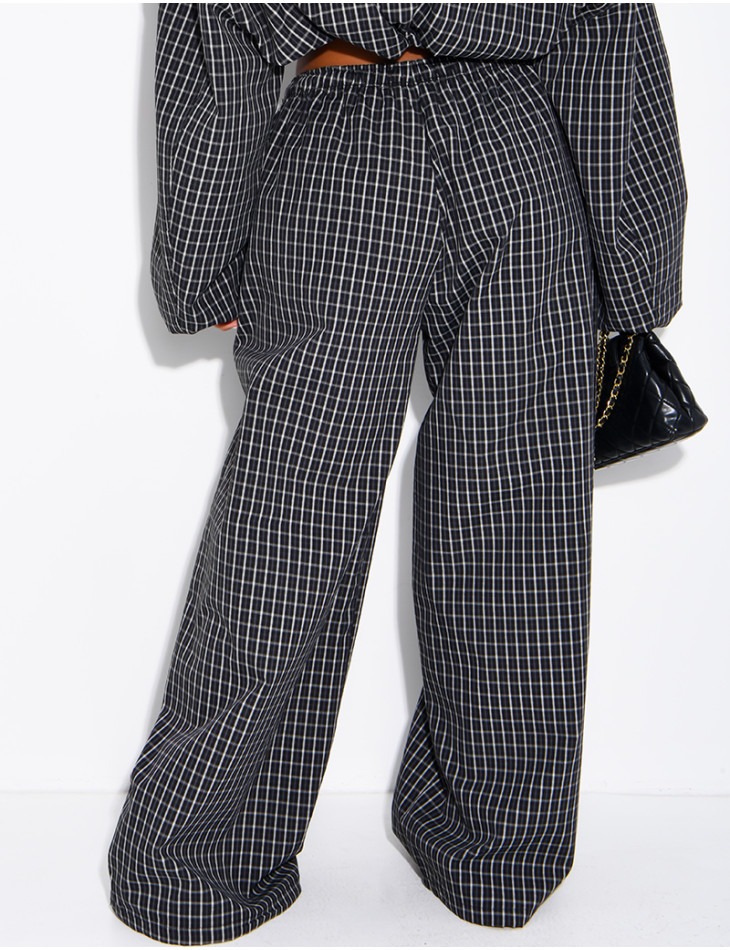 Pantalon large à carreaux