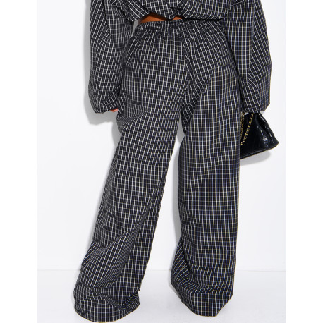 Pantalon large à carreaux