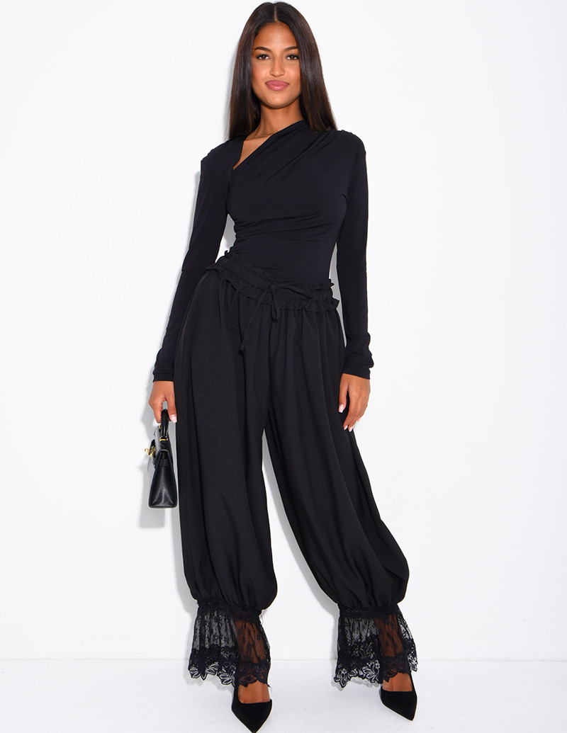 Pantalon bouffant fluide à...
